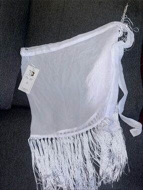 TiniBikini White Fringe Mesh Swim Coverup